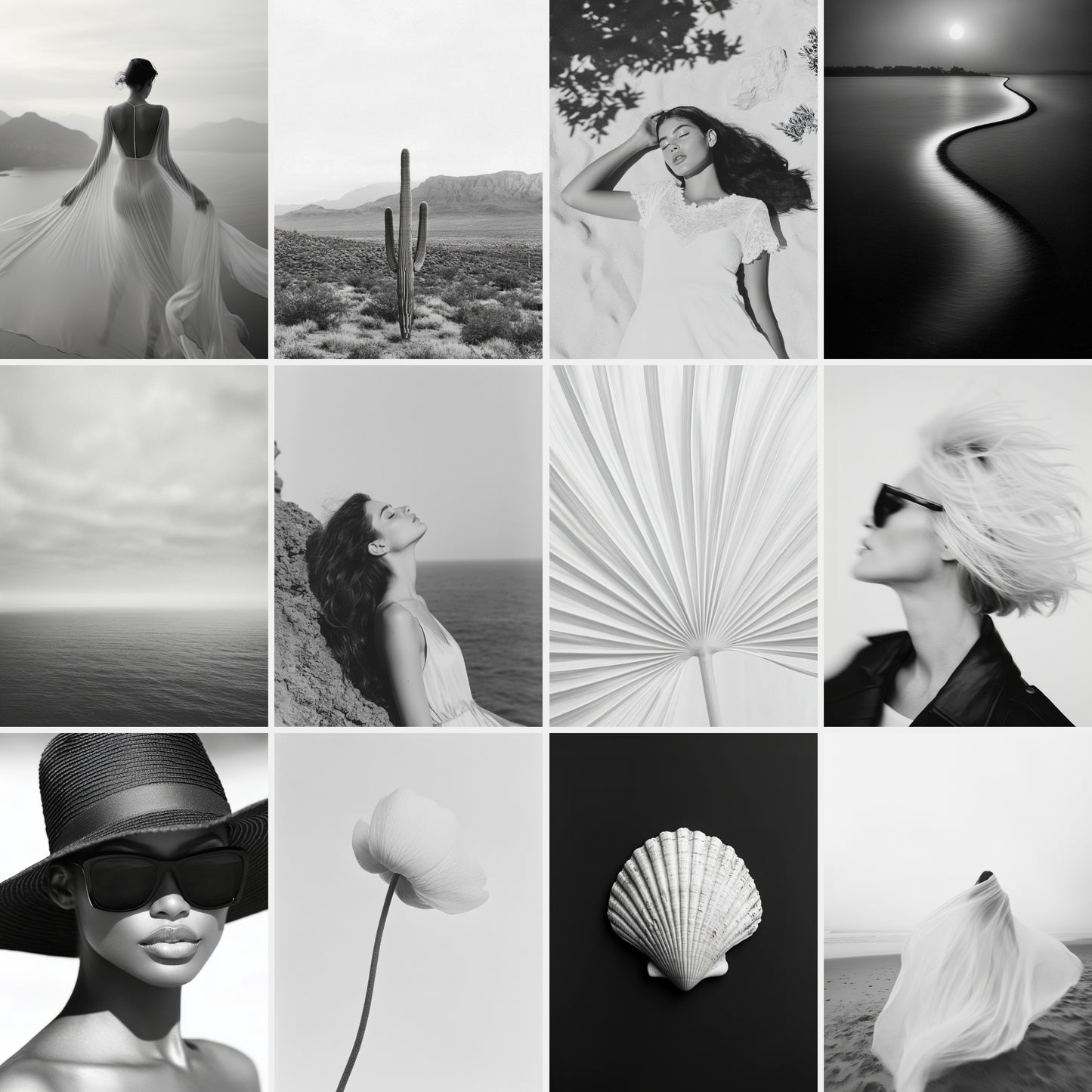Monochrome Elegance: Dreamy Beach and Summer Aesthetic