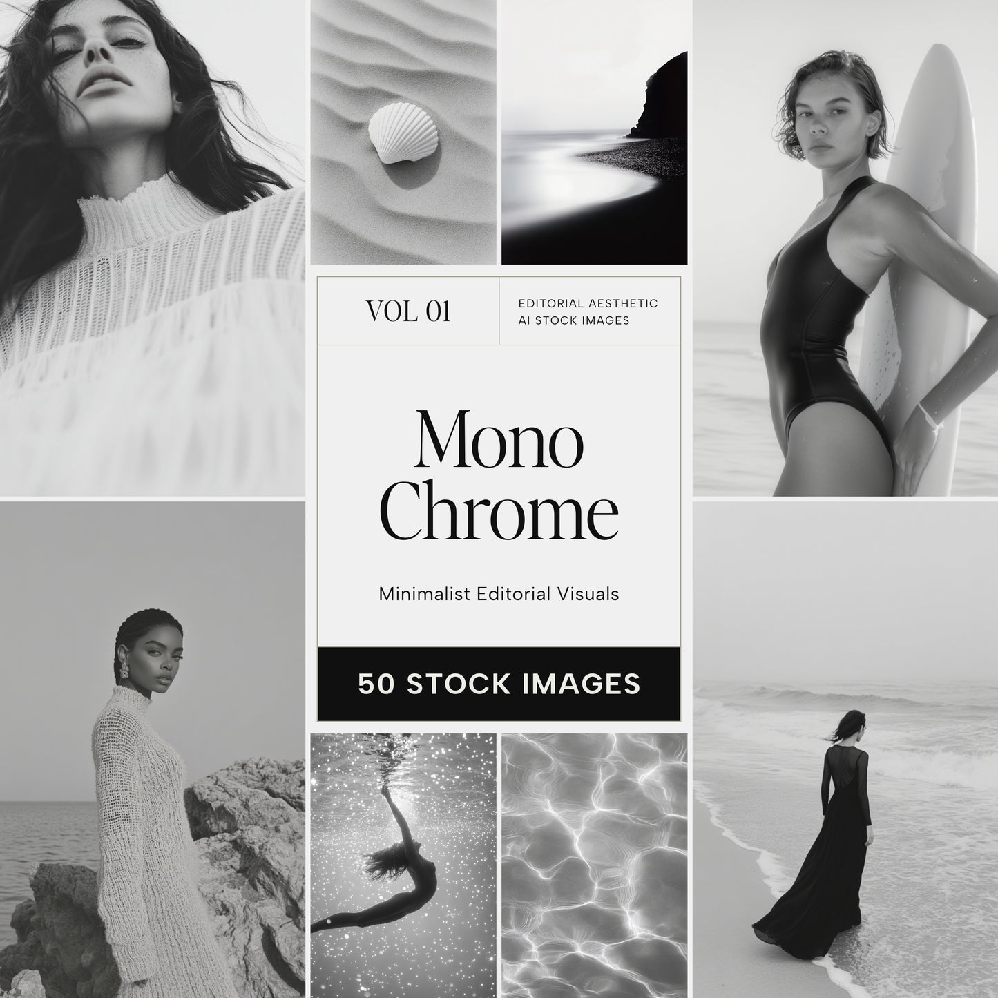 Monochrome Elegance: Dreamy Beach and Summer Aesthetic