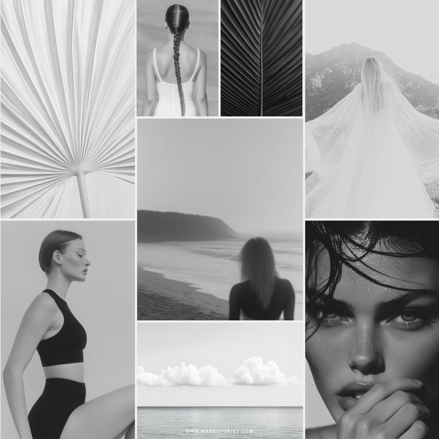 Monochrome Elegance: Dreamy Beach and Summer Aesthetic