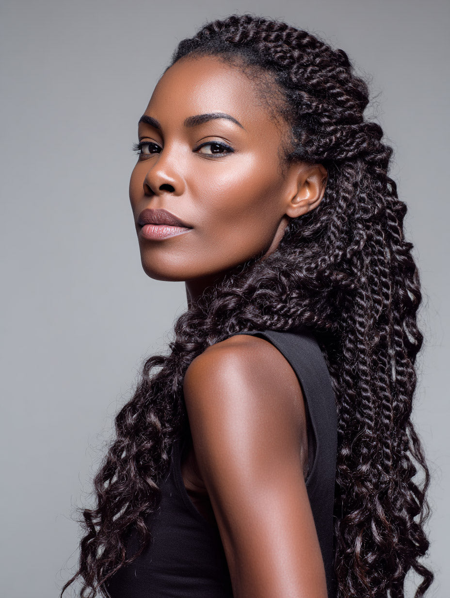 Free stock image Portrait of confident strong melanin Black woman with long braided hairstyle