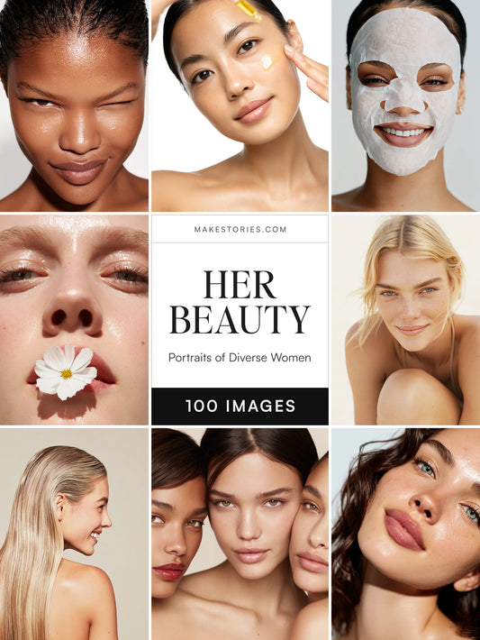 Collage of portraits of diverse skincare and beauty models premium ai stock images