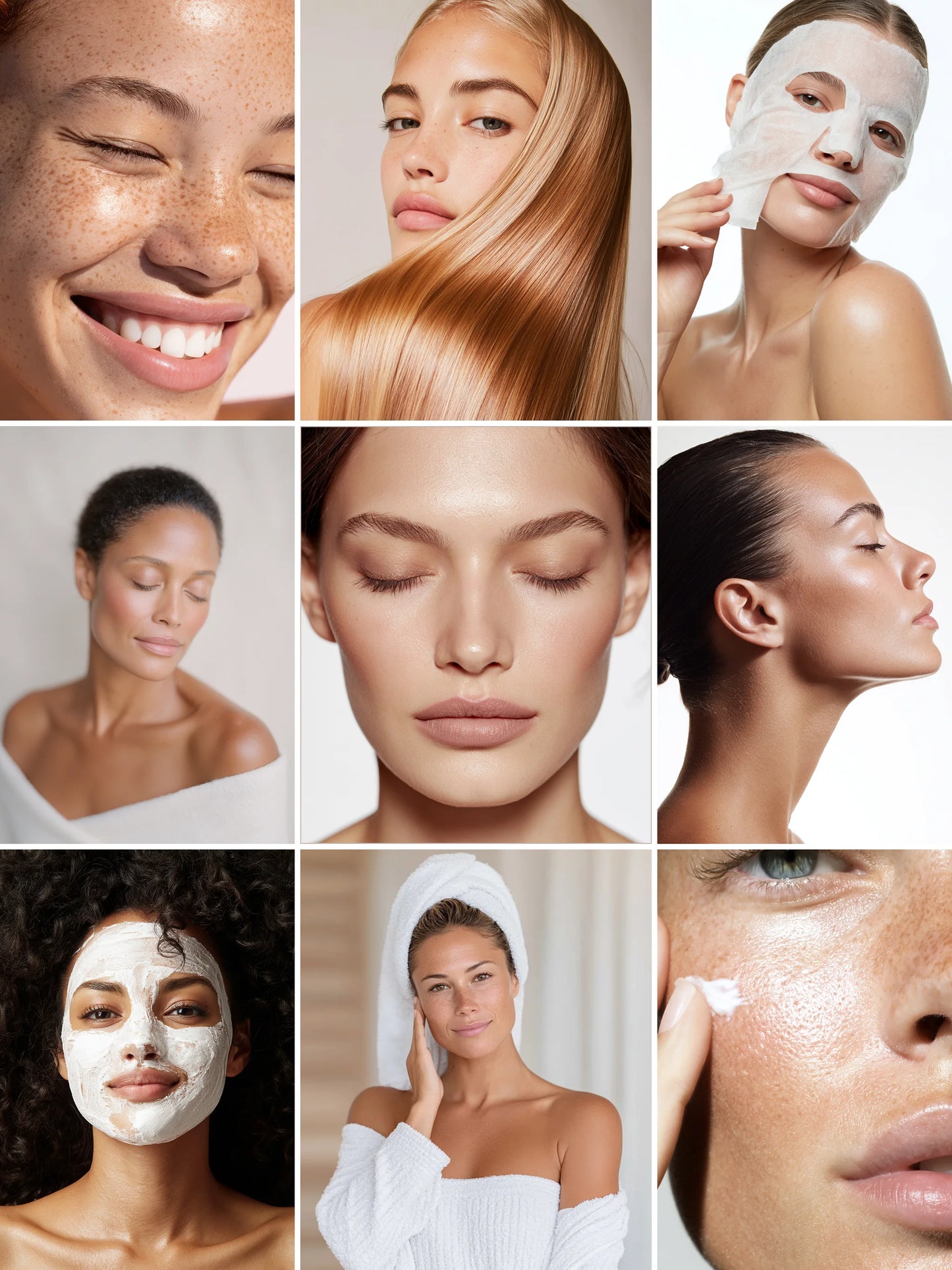 Collage of women applying skincare products and routines.