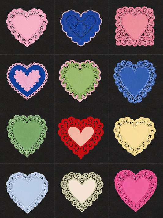 Heart Doilies Vibrant Colors