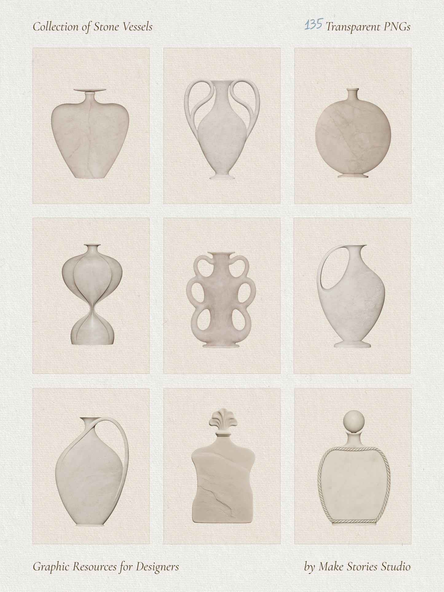 Heirloom Vessel Collection - Vases & Perfume Bottles made of Stone