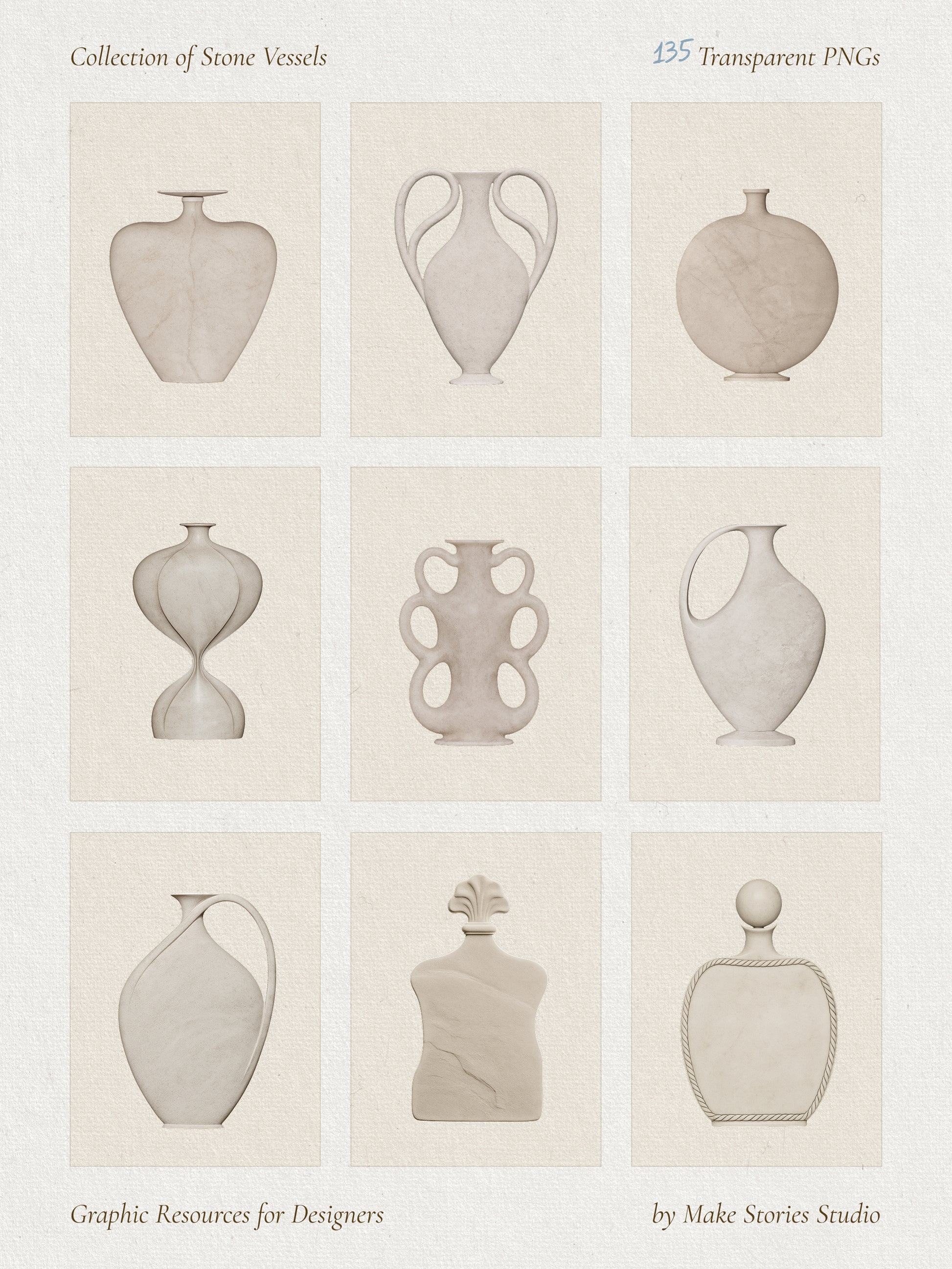 Heirloom Vessel Collection - Vases & Perfume Bottles made of Stone