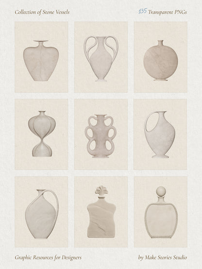 Heirloom Vessel Collection - Vases & Perfume Bottles made of Stone