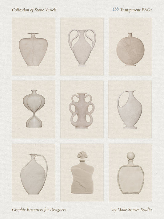 Heirloom Vessel Collection - Vases & Perfume Bottles made of Stone