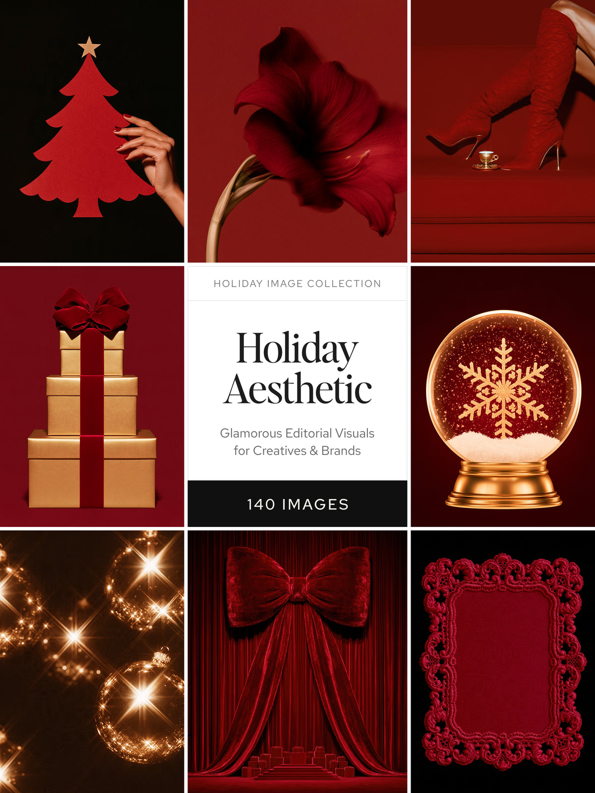 Holiday Aesthetic – 140 Luxury Red & Gold Christmas Stock Images