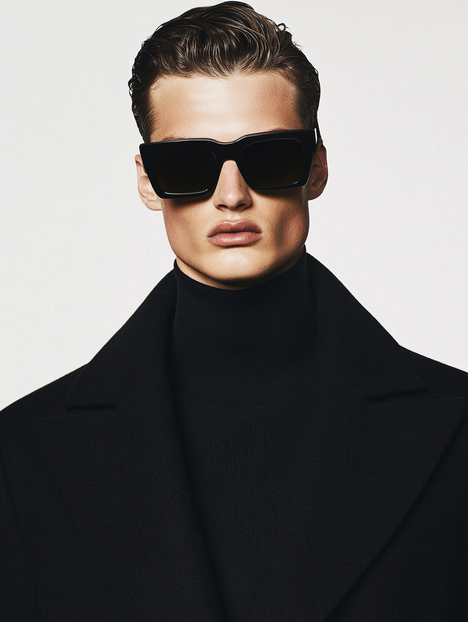 Free stock image man in black coat and dark sunglasses