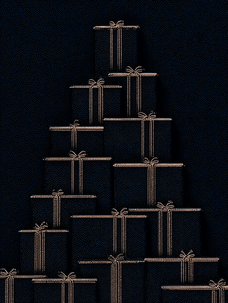 Stack of Christmas Gift boxes Holiday Card background illustration - free ai stock image for graphic design Instagram advertising marketing