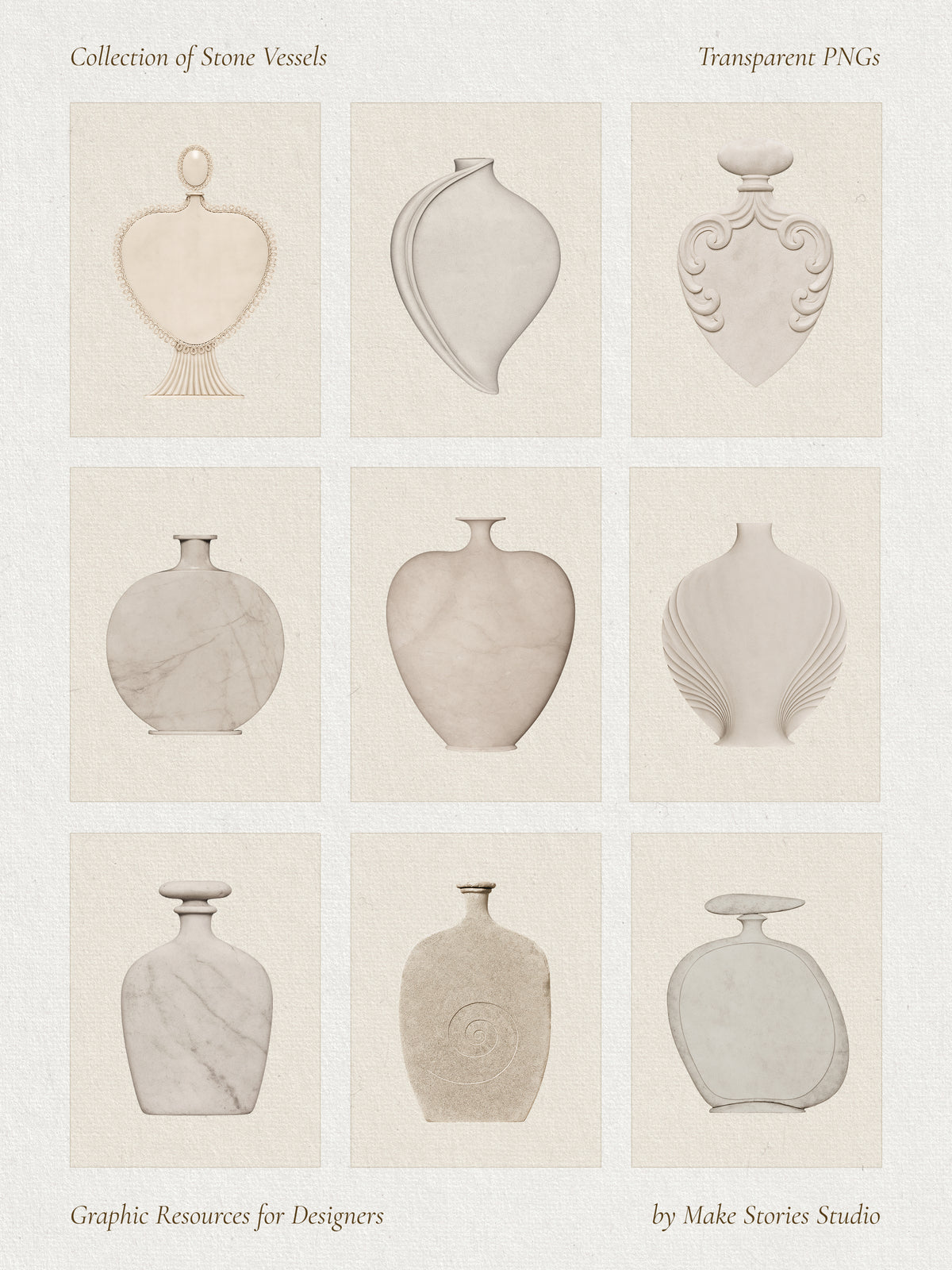 Heirloom Vessel Collection - Vases & Perfume Bottles made of Stone