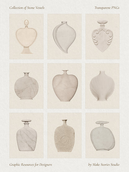 Heirloom Vessel Collection - Vases & Perfume Bottles made of Stone