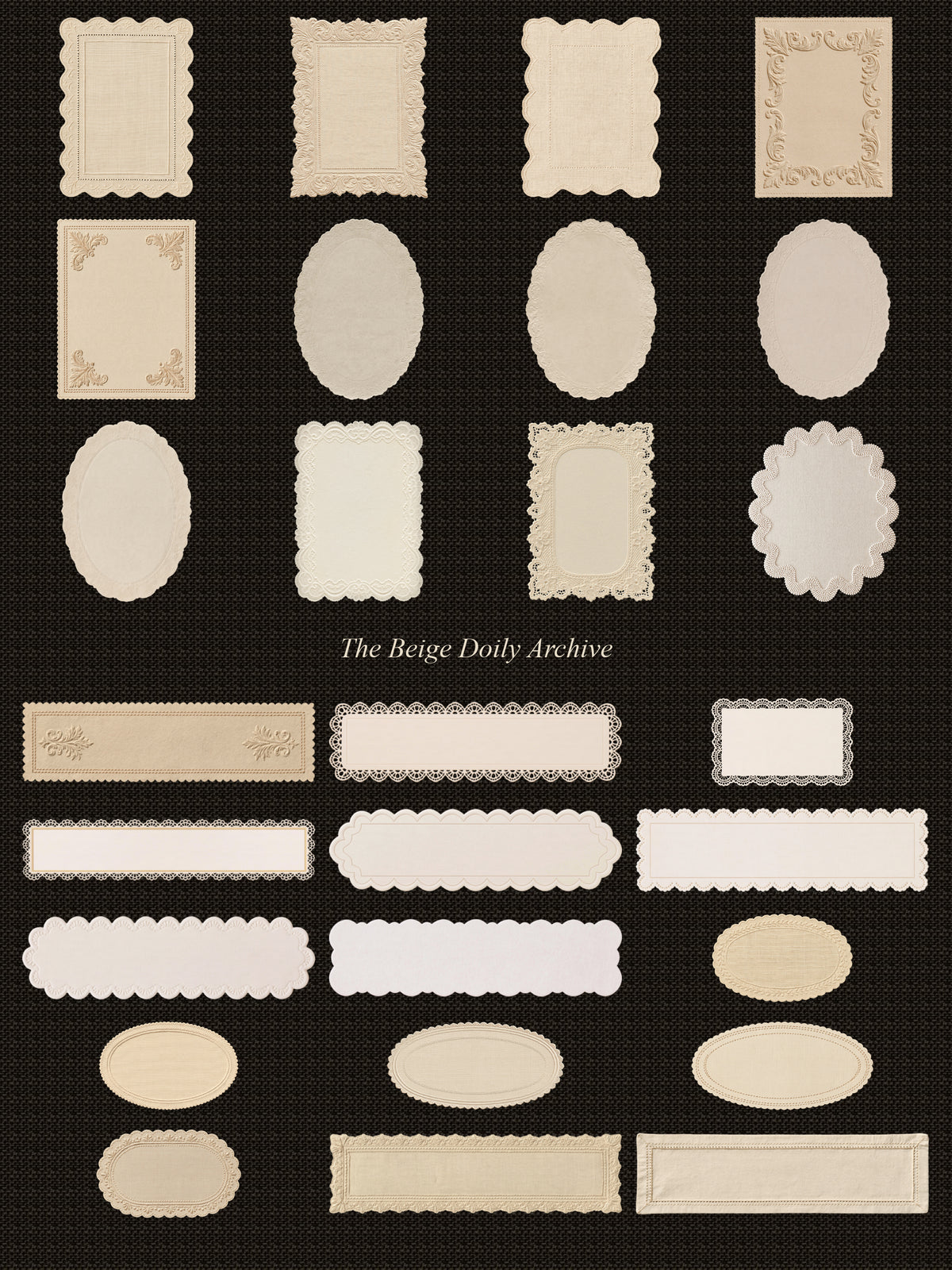 Grid of Paper Lace Doily Frames - Beige Vintage Aesthetic Scrapbooking and Social Media Graphic Design Resources