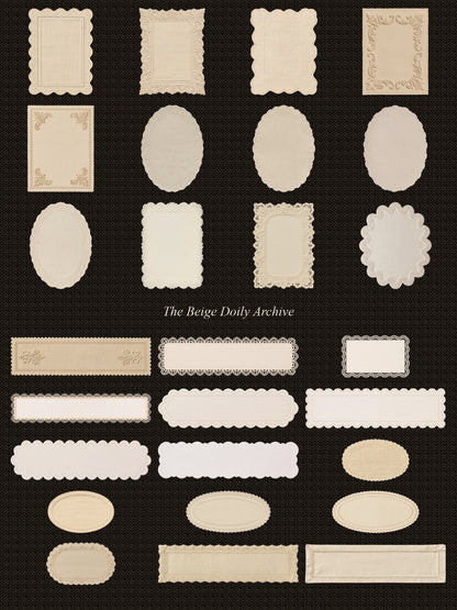 Grid of Paper Lace Doily Frames - Beige Vintage Aesthetic Scrapbooking and Social Media Graphic Design Resources