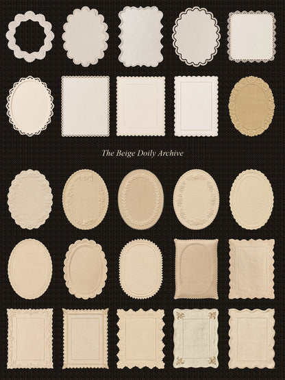Grid of Paper Lace Doily Frames - Beige Vintage Aesthetic Scrapbooking and Social Media Graphic Design Resources